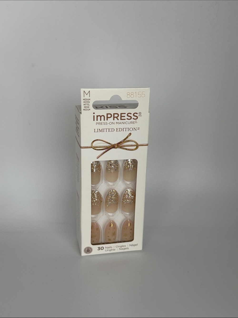 RARE Holiday Collection imPRESS Nude and Gold Glitter Press-On Nails BNIB